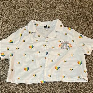 Rainbow Heart Kids CareBear Button Up Shirt